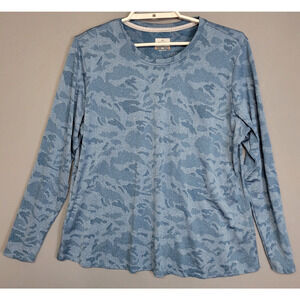 Ridgecut Toughwear Top Womens XL Wicking Blue Camo Stretches Long Sleeve